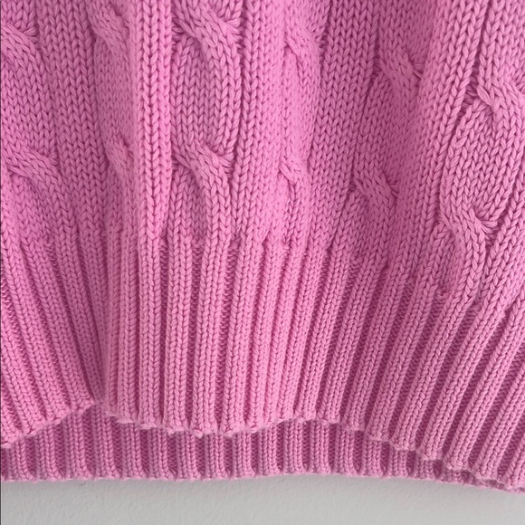 Ralph Lauren classic sport pink cable knit logo sweater slim fit size medium - Picture 4 of 10